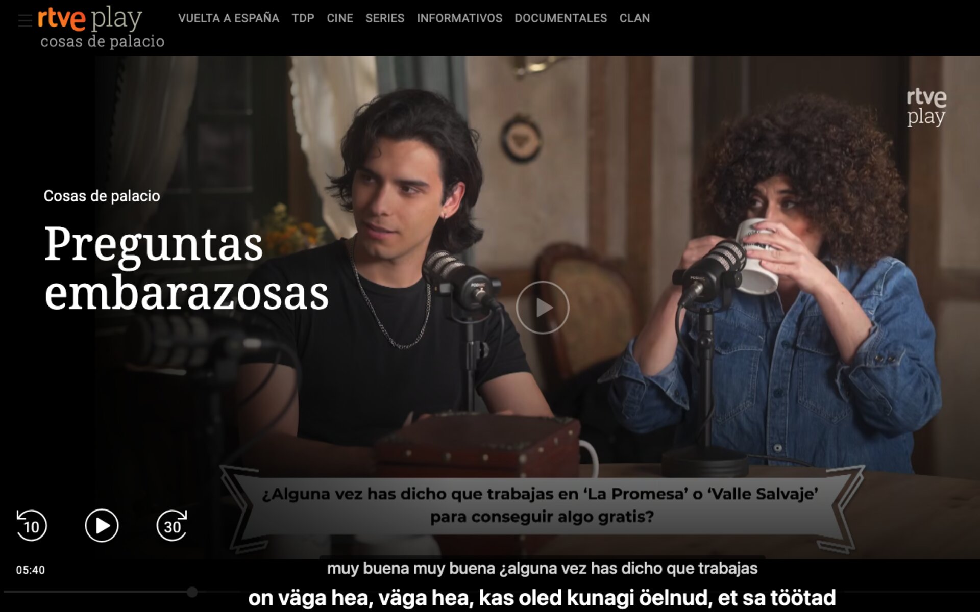 RTVE Play: испанский оригинал и эстонский перевод поверх видео